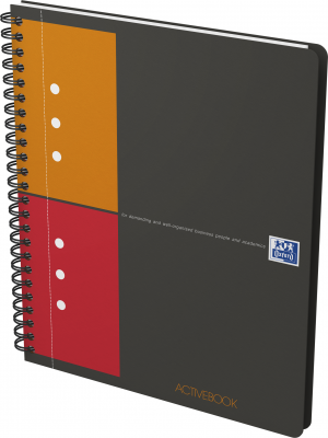 Agenda Oxford International Active Book, A5+, 80 file, coperta PP, 10 perforatii gri, patratele