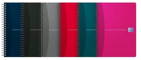 Caiet organizator Oxford Office Essentials, A5 90 file, spira dubla, coperta plastifiata flexibila, PEFC, Ecolabel, margine dubla si antet, dictando, diverse culori