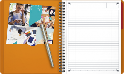Agenda Oxford International Active Book, A5+, 80 file, coperta PP, file micro-perforate, portocaliu, dictando