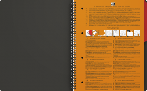 Agenda Oxford International Active Book, A4+, 80 file, coperta PP, gri, patratele