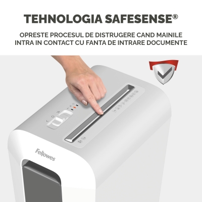 Distrugator documente manual, Fellowes Powershred LX65, 10 coli, cross cut, alb 
