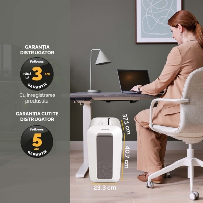 Distrugator documente manual, Fellowes Powershred LX65, 10 coli, cross cut, alb 