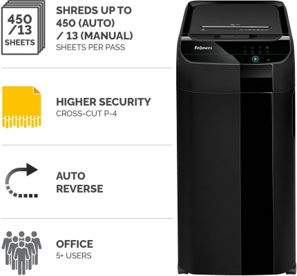 Distrugator documente automat, Fellowes Automax 450 C, 450 coli, cross cut 