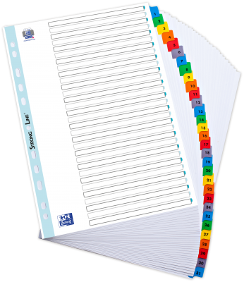 Index carton numeric Oxford, A4, 1-31, alb, 20 file/set