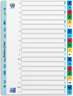 Index plastic alfabetic Oxford, A4, A-Z, alb, 20 file/set