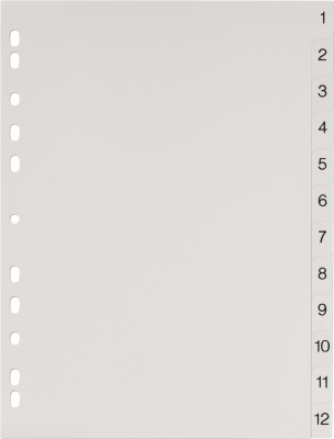 Index plastic numeric Oxford, A4, 1-12, alb, 12 file/set