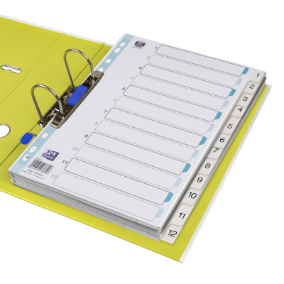 Index plastic numeric Oxford, A4, 1-12, alb, 12 file/set