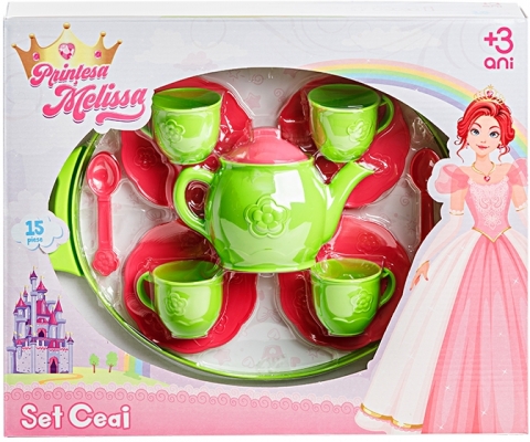 Set Ceai Printesa Melissa, verde-rosu, Burak Toys