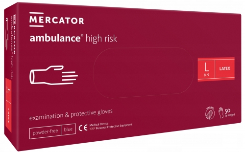 Manusi examinare Ambulance ultra latex, marimea L, 50 buc/set, Mercator