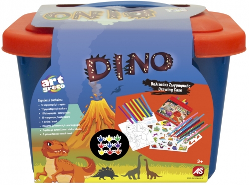 Set creativ Valiza cu accesorii pentru desen Dinos As Toys