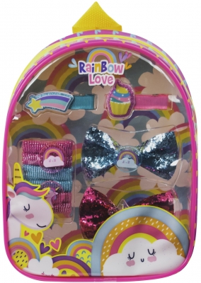 Gentuta cu accesorii de par pentru fetite Rainbow Love As Toys