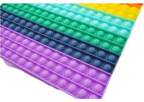 Jucarie senzoriala antistres Pop it Now and Flip it, Push Bubble, 30 cm, model Patrat multicolor 