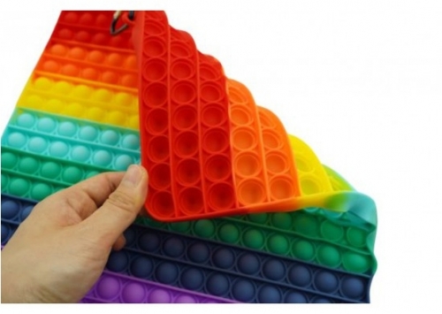 Jucarie senzoriala antistres Pop it Now and Flip it, Push Bubble, 30 cm, model Patrat multicolor 