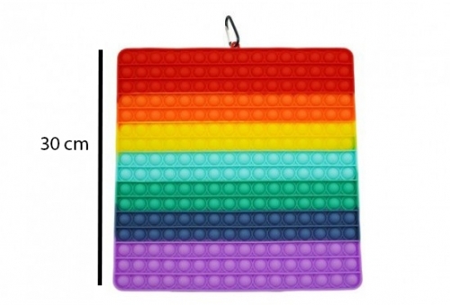 Jucarie senzoriala antistres Pop it Now and Flip it, Push Bubble, 30 cm, model Patrat multicolor 