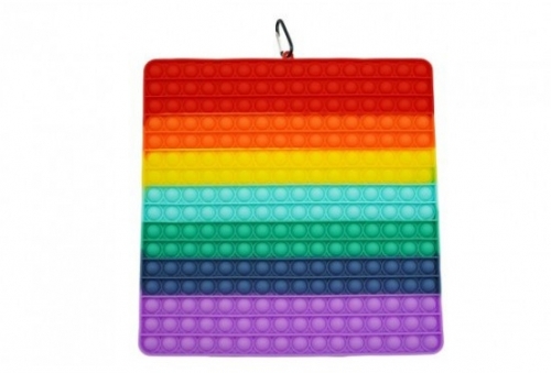 Jucarie senzoriala antistres Pop it Now and Flip it, Push Bubble, 30 cm, model Patrat multicolor 