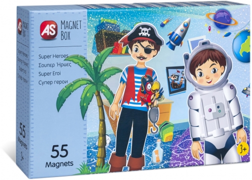 Joc educativ Cutie magnetica super eroi, 55 piese, As Toys