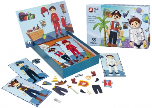 Joc educativ Cutie magnetica super eroi, 55 piese, As Toys