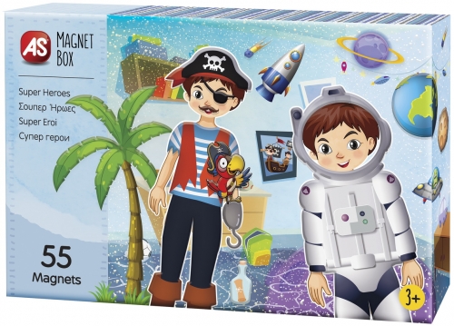 Joc educativ Cutie magnetica super eroi, 55 piese, As Toys