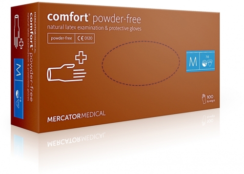 Manusi examinare latex, fara pudra, M, 100 buc/set Comfort