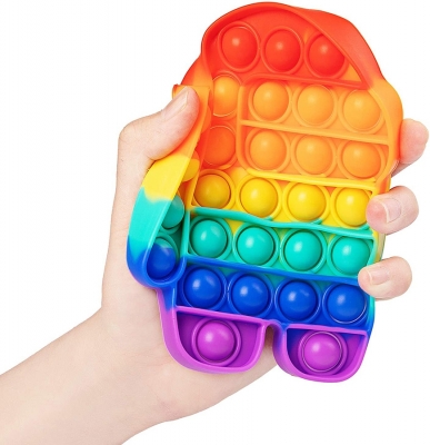 Jucarie senzoriala antistres Pop it Now and Flip it, Push Bubble, 20 cm, model Among Us multicolor
