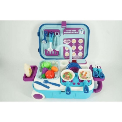 Set de joaca 2 in 1 Valiza si mini bucatarie cu ustensile 