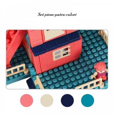 Set constructie casa si curte, 251 piese, multicolor 