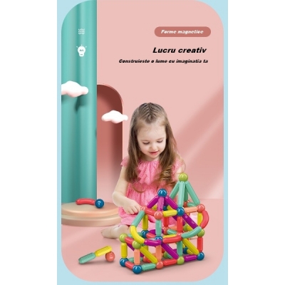 Set 25 piese magnetice de constructie, multicolore 