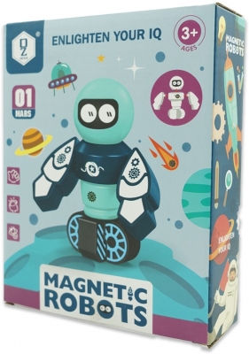 Set inteligent de blocuri magnetice pentru copii, model Robotel albastru 
