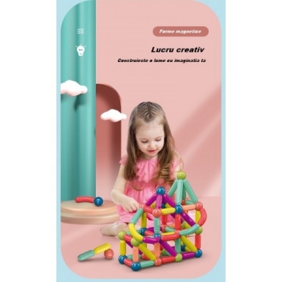 Set 36 piese magnetice de constructie, multicolore 