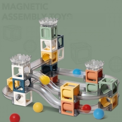 Set 41 piese magnetice, tobogane si bile, multicolor