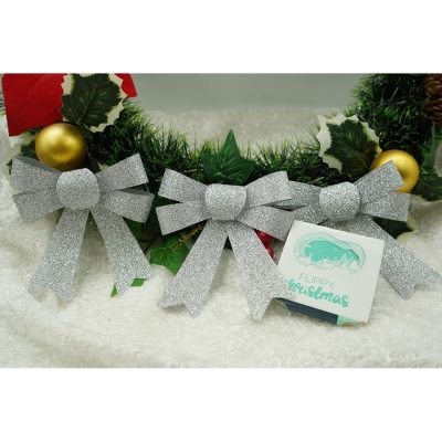 Fundite pentru brad, culoare argintiu, cu sclipici, 10 cm, 3 buc/set