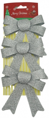 Fundite pentru brad, culoare argintiu, cu sclipici, 10 cm, 3 buc/set