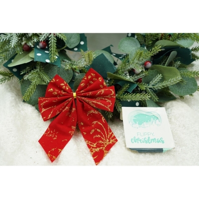 Fundite pentru brad, culoare rosu, model linii aurii 11 cm, 3 buc/set