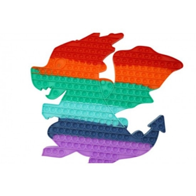 Jucarie senzoriala antistres Pop it Now and Flip it, 40 cm, model Dragon multicolor