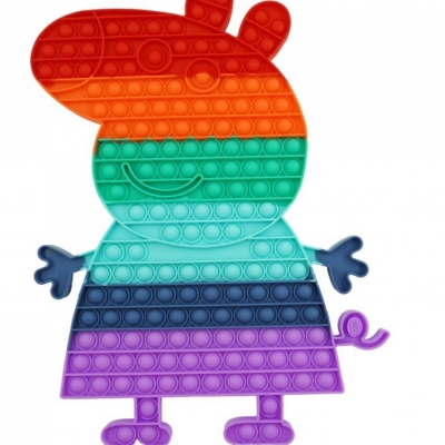 Jucarie senzoriala antistres Pop it Now and Flip it, 40 x 34 cm, model Peppa Pig multicolora