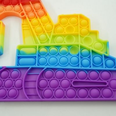 Jucarie senzoriala antistres Pop it Now and Flip it, 41 x 26 cm, model Excavator Model 1 multicolor