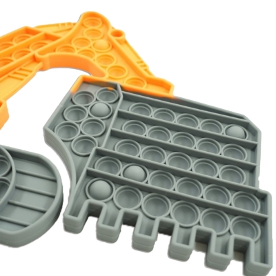 Jucarie senzoriala antistres Pop it Now and Flip it, 41 x 26 cm, model Excavator Model 2 multicolor