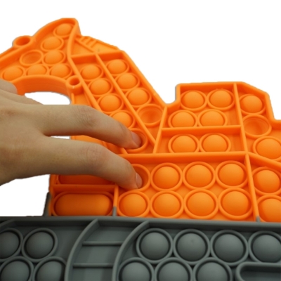 Jucarie senzoriala antistres Pop it Now and Flip it, 41 x 26 cm, model Excavator Model 2 multicolor
