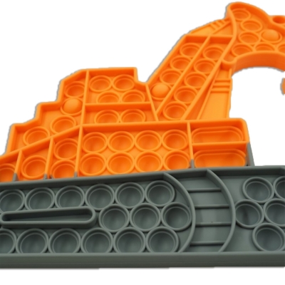 Jucarie senzoriala antistres Pop it Now and Flip it, 41 x 26 cm, model Excavator Model 2 multicolor