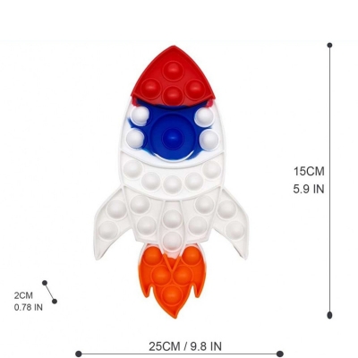 Jucarie senzoriala antistres Pop it Now and Flip it, 23 cm, model Racheta multicolora
