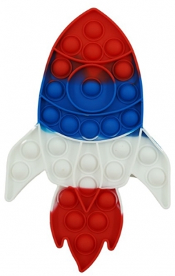 Jucarie senzoriala antistres Pop it Now and Flip it, 23 cm, model Racheta multicolora