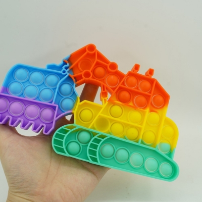 Jucarie senzoriala antistres Pop it Now and Flip it, 20 x 12 cm, model Excavator 4 multicolor
