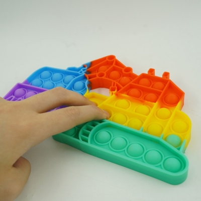 Jucarie senzoriala antistres Pop it Now and Flip it, 20 x 12 cm, model Excavator 4 multicolor