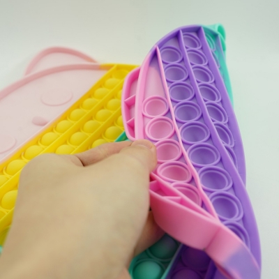 Jucarie senzoriala antistres Pop it Now and Flip it, 29 cm, model Bufnita multicolora