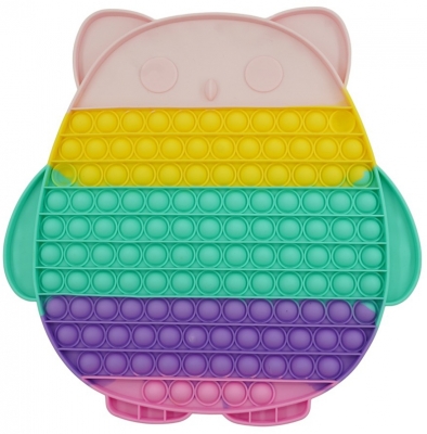 Jucarie senzoriala antistres Pop it Now and Flip it, 29 cm, model Bufnita multicolora