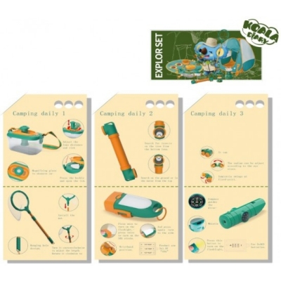 Set camping pentru copii cu diverse accesorii