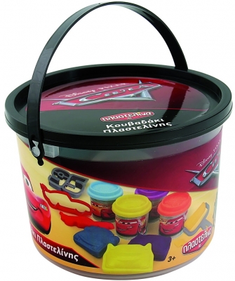 Set galetusa cu 4 borcanase plastilina 56 gr cu accesorii modelat Cars As Toys