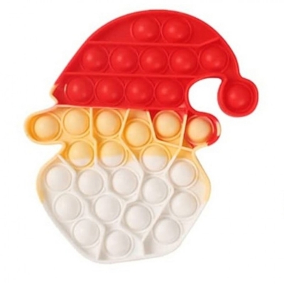 Jucarie senzoriala antistres Pop it Now, 15 cm, model Cap Mos Craciun multicolor