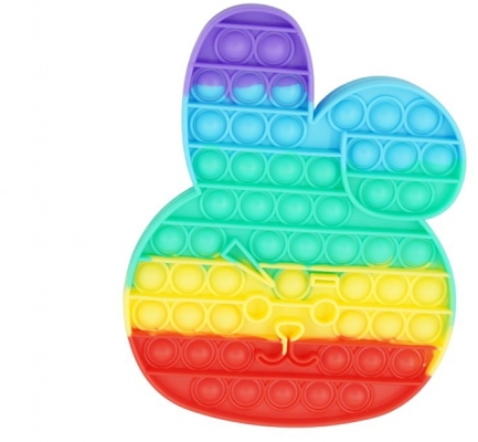 Jucarie senzoriala antistres Pop it Now, 15 x 12 cm, model Iepuras multicolor