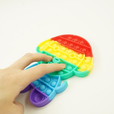 Jucarie senzoriala antistres Pop it Now, 14 x 12 cm, model Catel multicolor